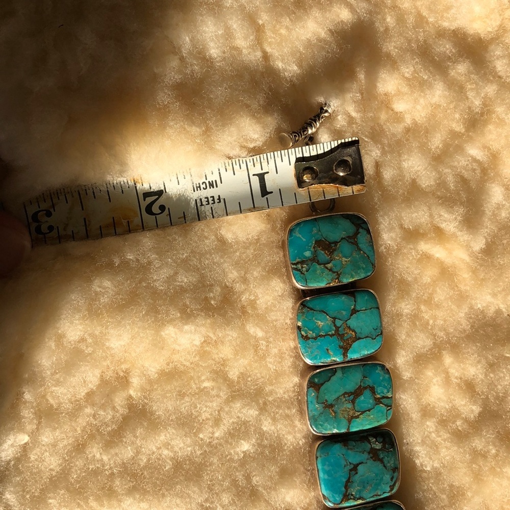 Turquoise Bracelet set in silver - Picture 4 of 6